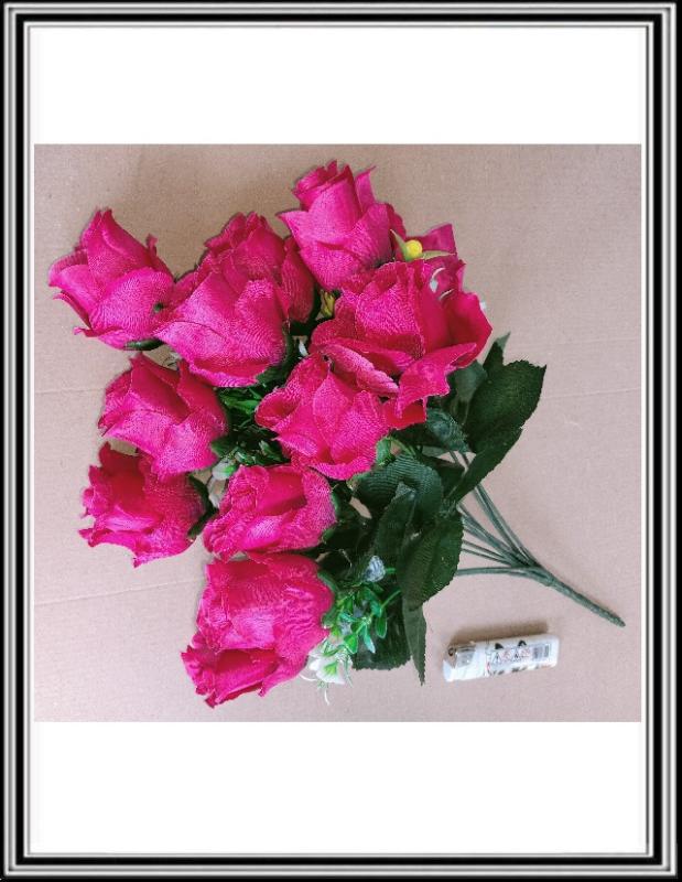 Umelá kytica 45 cm 12 hlavičková FLO M002, 5904292 901722  ružová