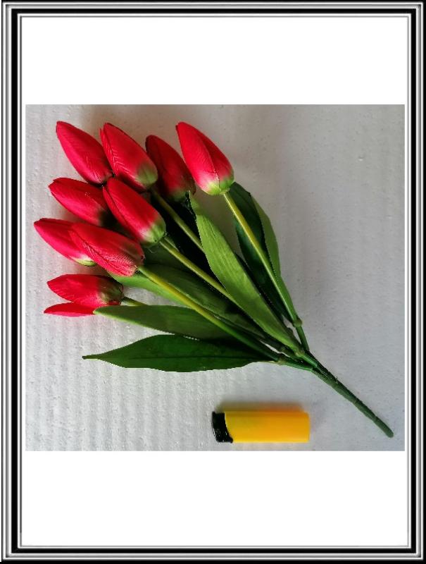 Umelá kytica tulipánov 9 hláv 38 cm, FYJX015-9, červené
