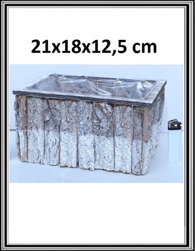kvetináčik krabička s dosák 21x18 cm,v-13,cm č FLO-262696