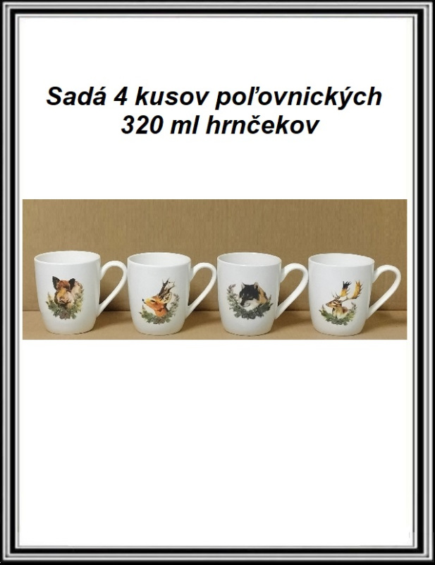 Sadá 4 kusov poľovníckych hrnčekov340 ml