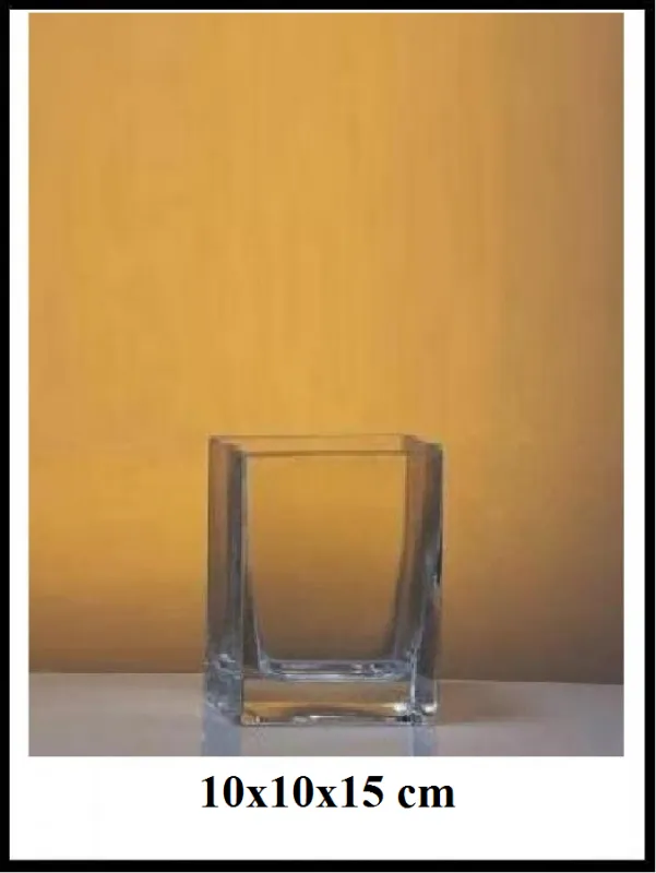 Kvader - Sklenená váza 10x10x15 cm č LA17-2711D