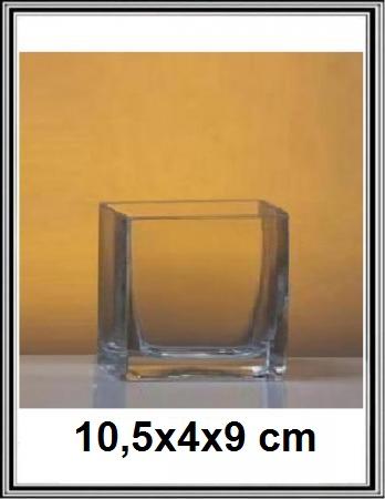 Kvader - Sklenená váza kocka 10,5x4x9 cm č LA17-3258
