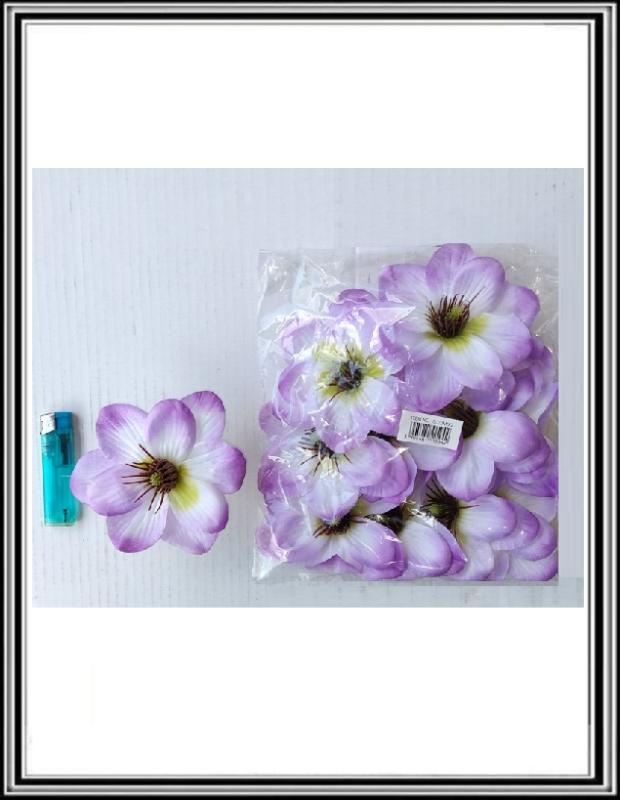 Hlavička kvetu 12 cm bielo fialová