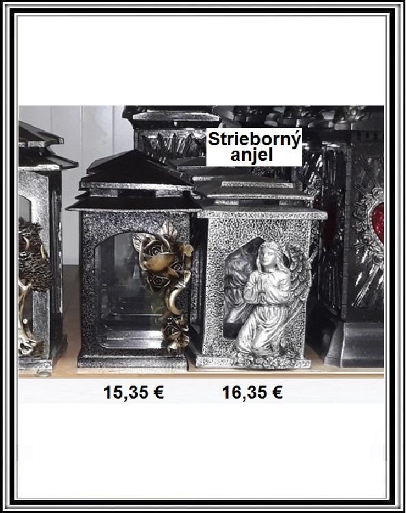 Sklenený železný kahanec Strieborný anjel