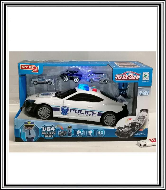 Auto policia 36x20x17 cm s 3 autičkami a postavičkou policajta , blíka, má 4 rôzne sirény
