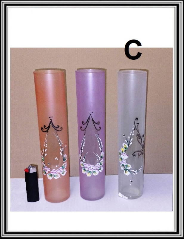 A Sklenená váza priemer 5,5 x 27 cm ručne maľované