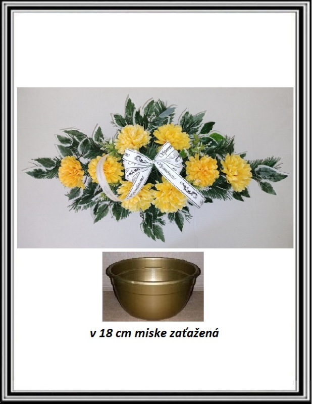 Ikebana so stuhou SPOMÍNAME s chryzantém zaťažená -žltá