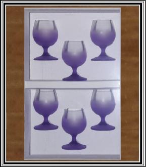 Sklenené poháre na koňak,  fialové  sadá 6 ks