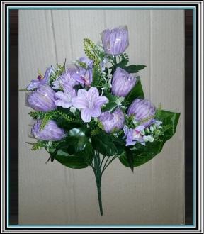 Umelá kytica s chryzantémami OBOR 53 cm KX 74133 fialové