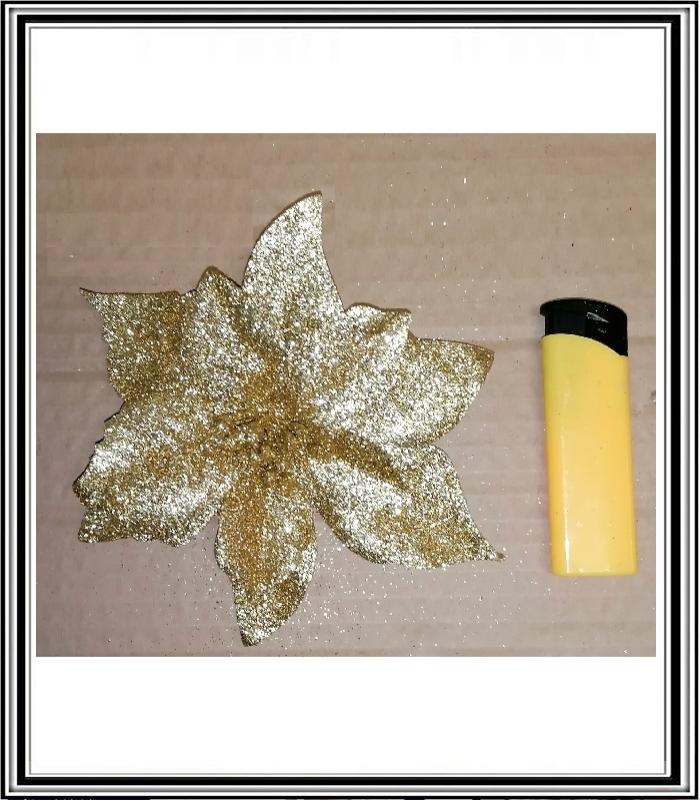 Zlatý trblietavý kvet 15 cm HF004,