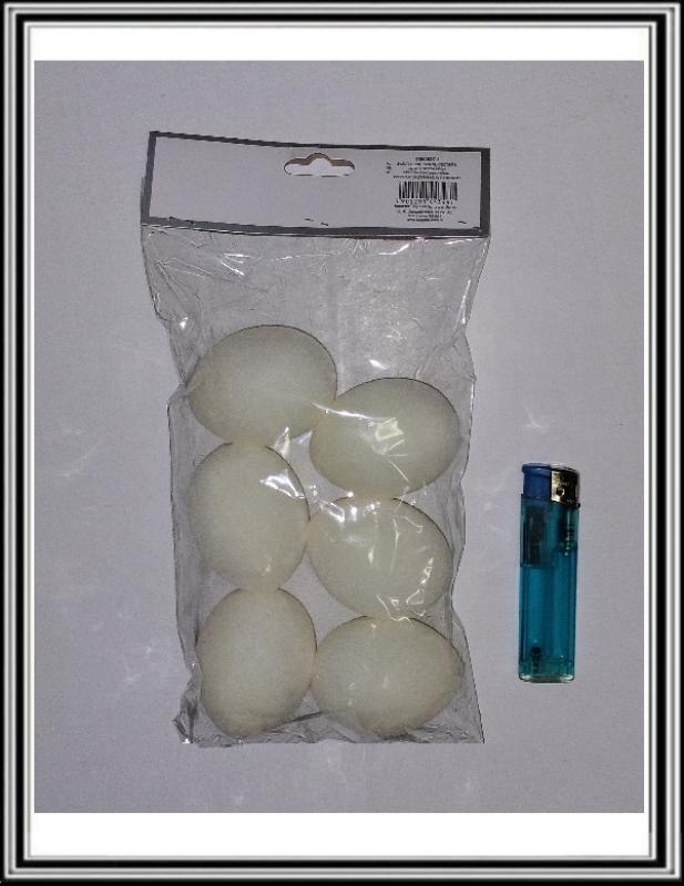 Sadá 6 ks flokované vajíčka 6,5 cm biele TG63637-2