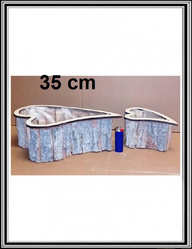 Drevený kvetináč srdce 35 cm