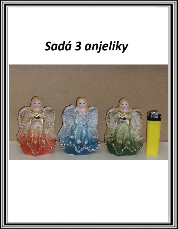 Sadá 3 anjeliky lesklých perleťových