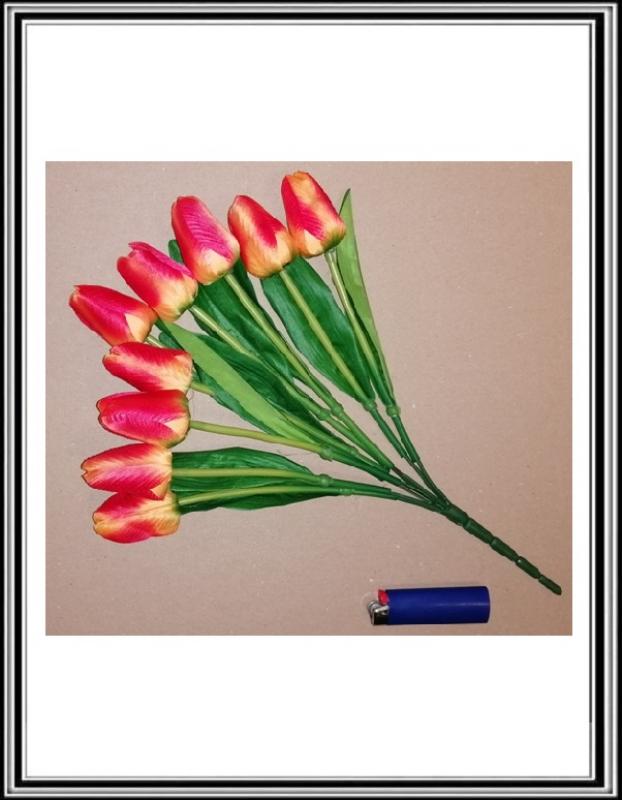 A Umelá 40 cm kytička 9 hlav tulipánov TBN-13 žlto oranž