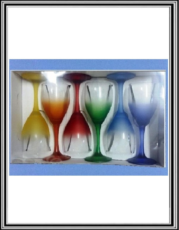 Sklenené poháre na víno 19 cm - Sadá 6 ks 250 ml farebných