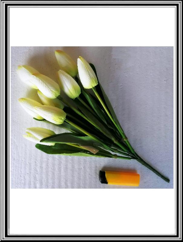 Umelá kytica tulipánov 9 hláv 38 cm, FYJX015-9,  biele
