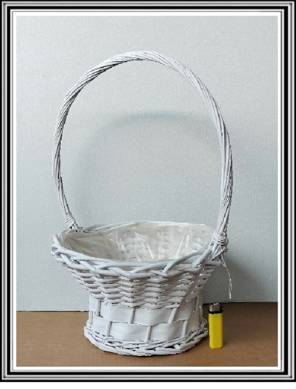 Prútený košík biely rozšírený veľký pr. 30x19 cm , v- 50 cm