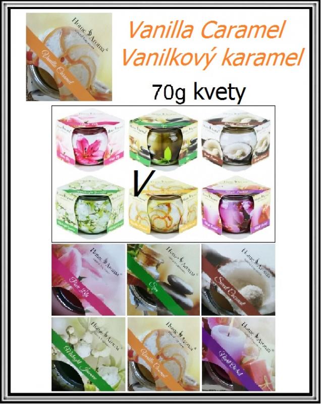 Dekoratívna voňajúca sviečka 70 g kvety - Vanilkový karamel