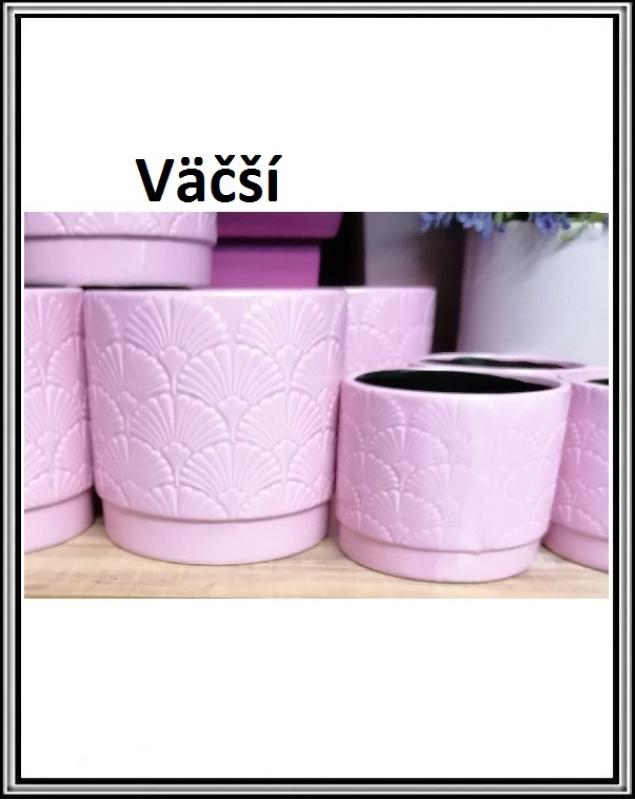 Keramický okruhlý ružový Väčší kvetináč