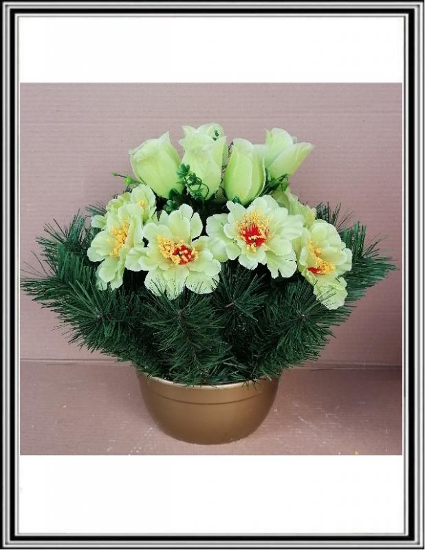 A Umelé kvety DUPEĽ 16 hlav v 19 cm miske č F4337-16, K433789 biela zelená
