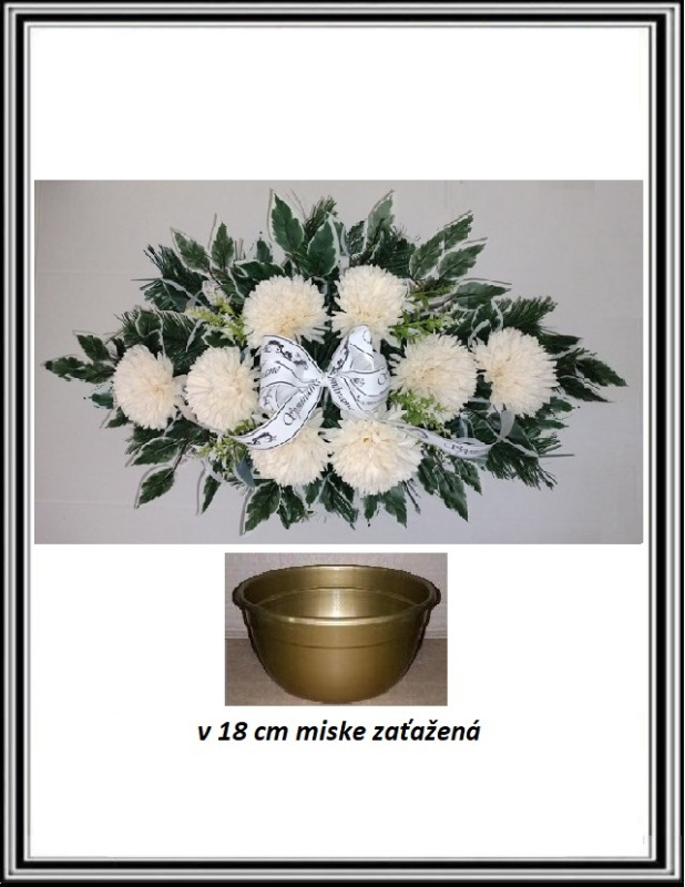 Ikebana so stuhou SPOMÍNAME s chryzantém zaťažená - krémová