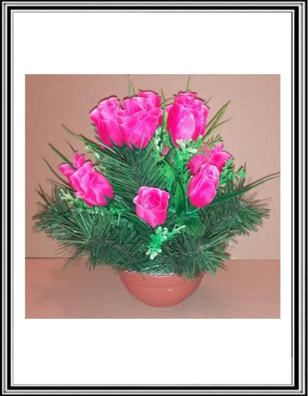 A Umelé kvety 12 ks v malej 16 cm miske č  ZOS 84 - ružová