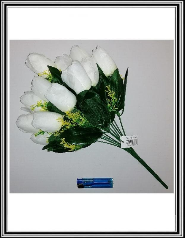 A Umelá 42 cm kytica tulipánov 12 hlav KX-18083-12 , K 845953 BIELA