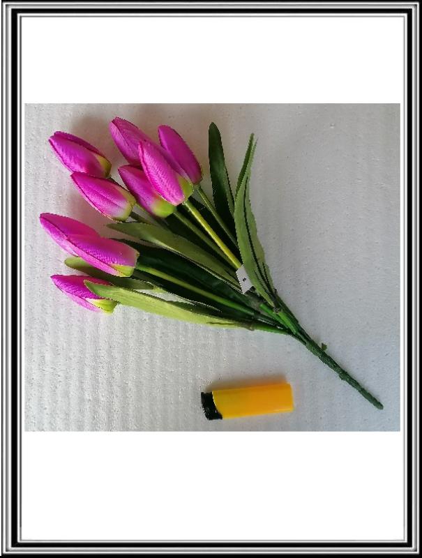 Umelá kytica tulipánov 9 hláv 38 cm, FYJX015-9, fialové