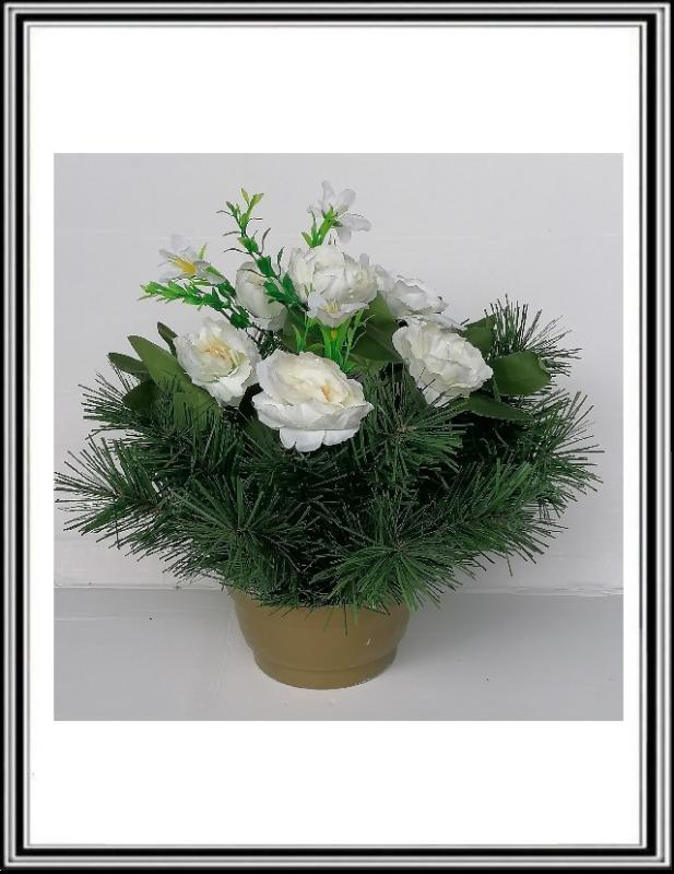 Umelé kvety v malej miske XYS6194 biele