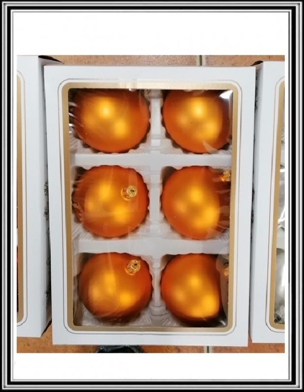 Sklenené gule priemeru 6 cm, 6 kusov zlaté
