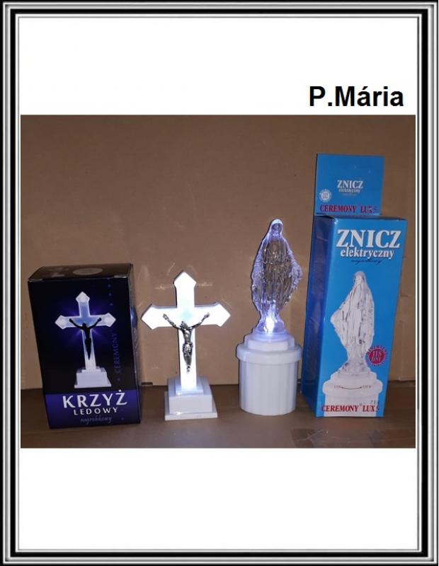 Plastová P.Mária svietiacia-bielo modrý-už z baterkami