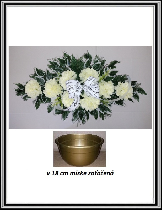 Ikebana so stuhou SPOMÍNAME s chryzantém zaťažená - krémovo zelená