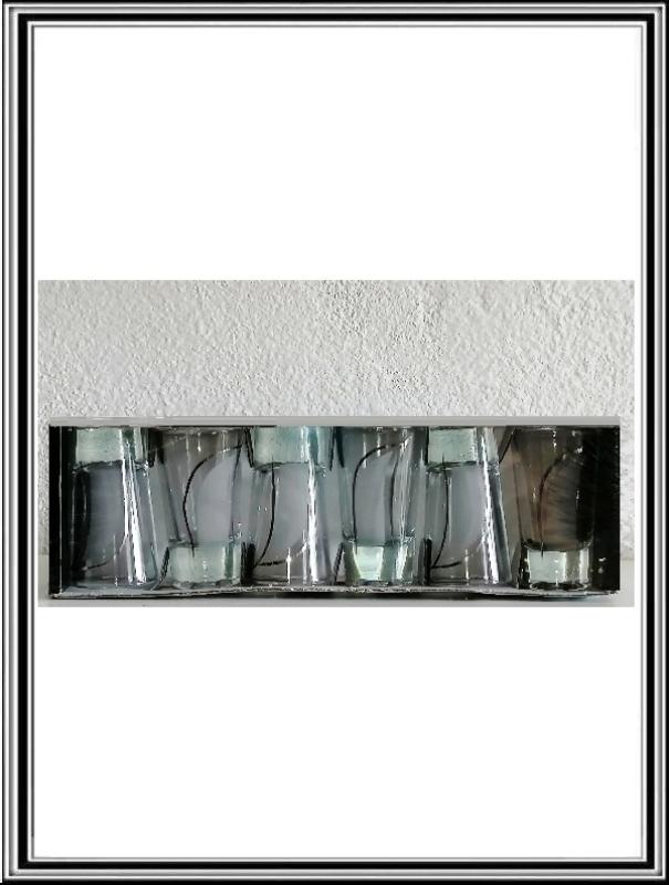 Štamperlíky - Sadá 6 ks sklenených štamperlíkov -piesok-striebro