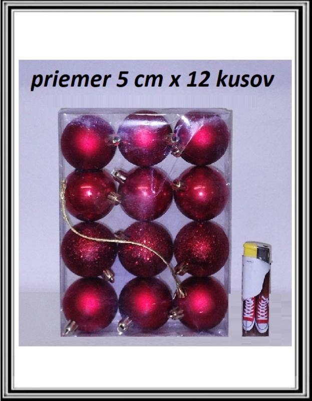 Červené - Vianočné gule pr. 5 cm x 12 ks