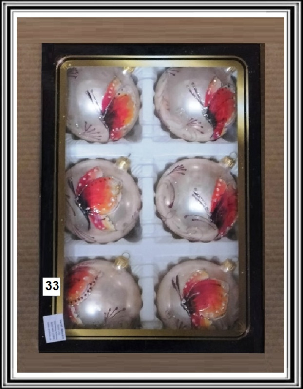 A Sklenené gule ručne maľované 10 cm 6 kusov č 33