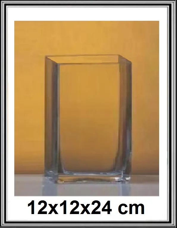 Kvader - sklenená váza číra 12x12x24 cm č LA17-984F