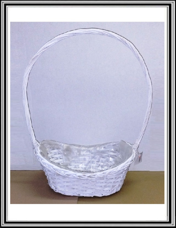 Prútený darčekový košík biely priemer 35 x 26 cm . v - 53 cm