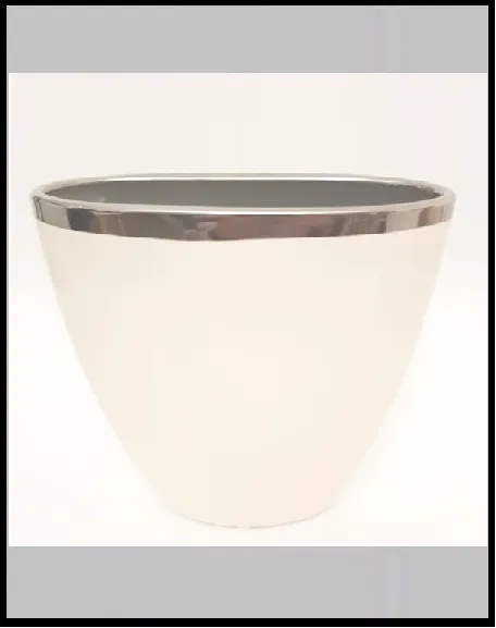 Keramická váza bielo strieborná ECRU č.38543, v-19 cm, pr. 7 a 20 cm