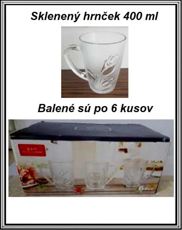 Sklenený hrnček 400 ml č 27950  h-8,5 Ø 12cm