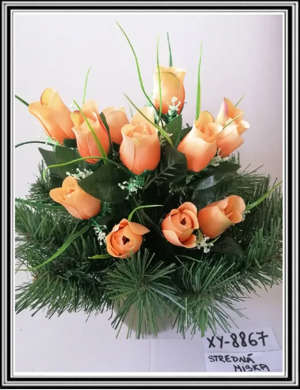 Umelé kvety v strednej miske XY 8867   sv. oranžové