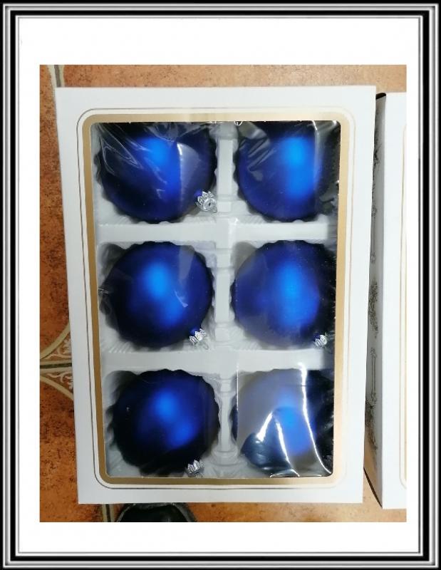 Sklenené gule priemeru 8 cm, 6 kusov modré