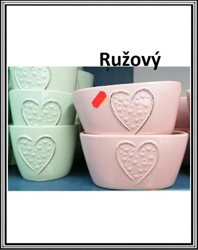 Keramický elipsový Ružový SRDCE kvetináč