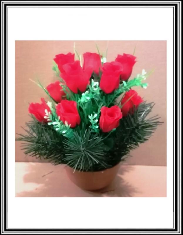 A Umelé kvety 12 ks v malej 16 cm miske č  ZOS 83 - červená