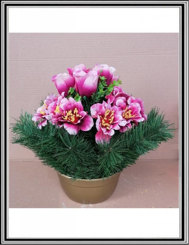A Umelé kvety DUPEĽ 16 hlav v 19 cm miske č F4337-16, K433789 bordová