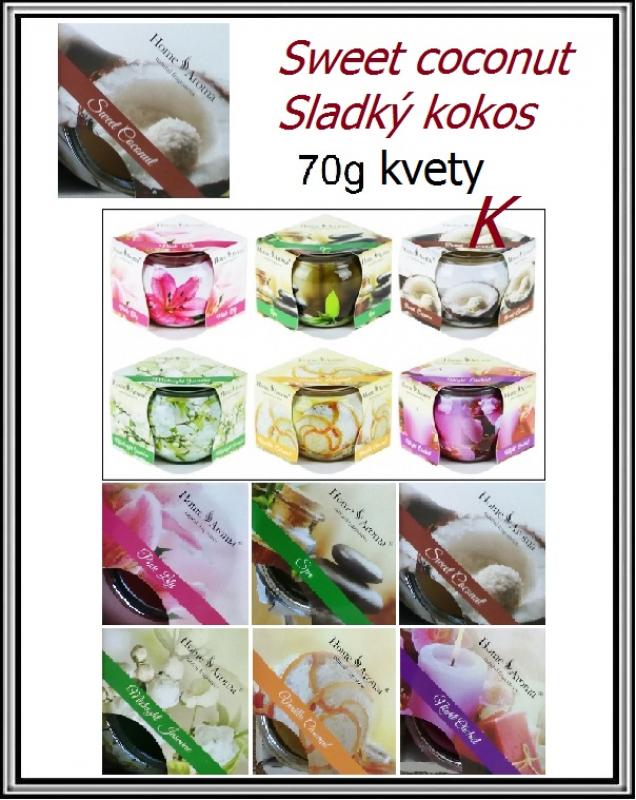 Dekoratívna voňajúca sviečka 70 g kvety - Sladký kokos