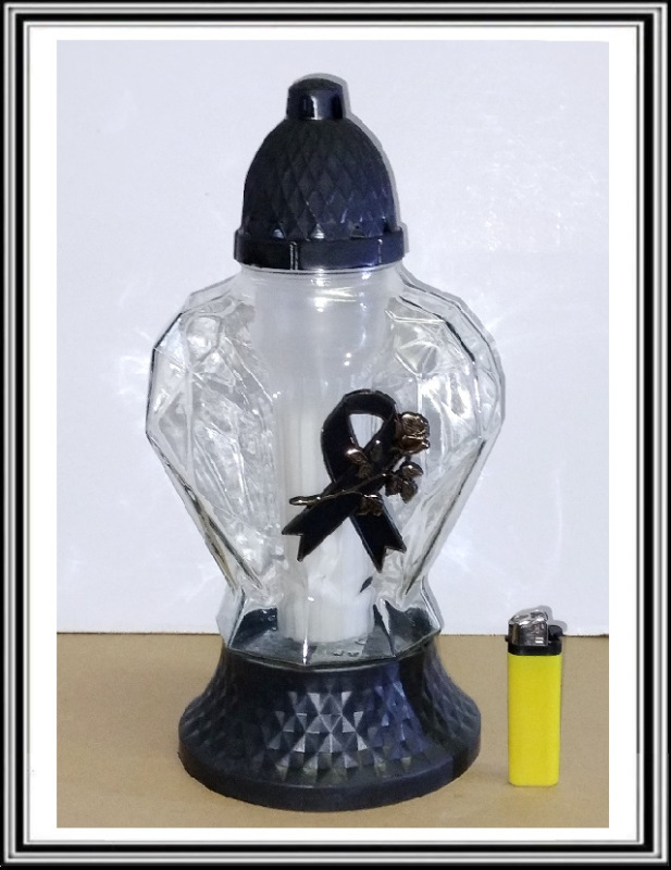 Sklenený kahanec 30 cm srdce so stuhou a zlatou ružou