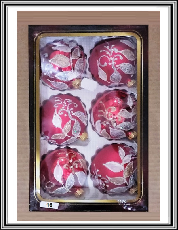 A Sklenené gule ručne maľované 8 cm 6 kusov č 16