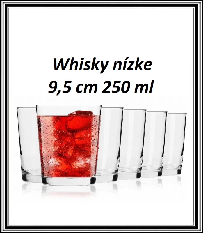 Sadá pohárov Whisky nízke 9,5 cm 250 ml č 7281 ,
