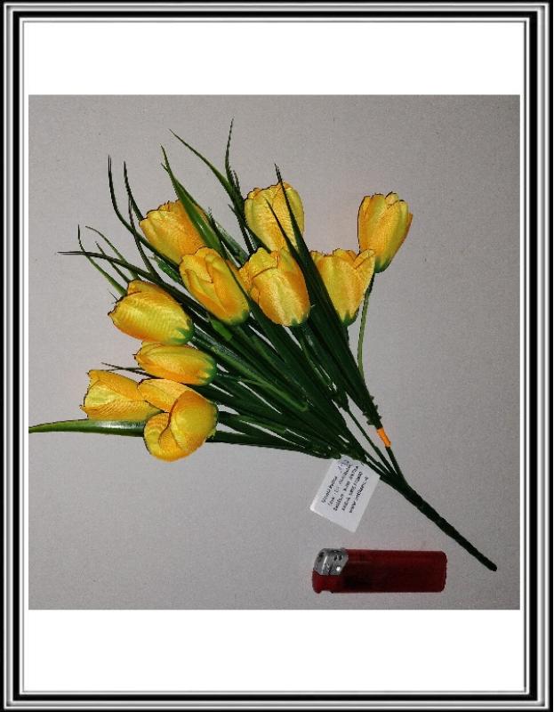 Umelá kytica 30 cm 10 hláv CV7855-MIX tulipány žlté
