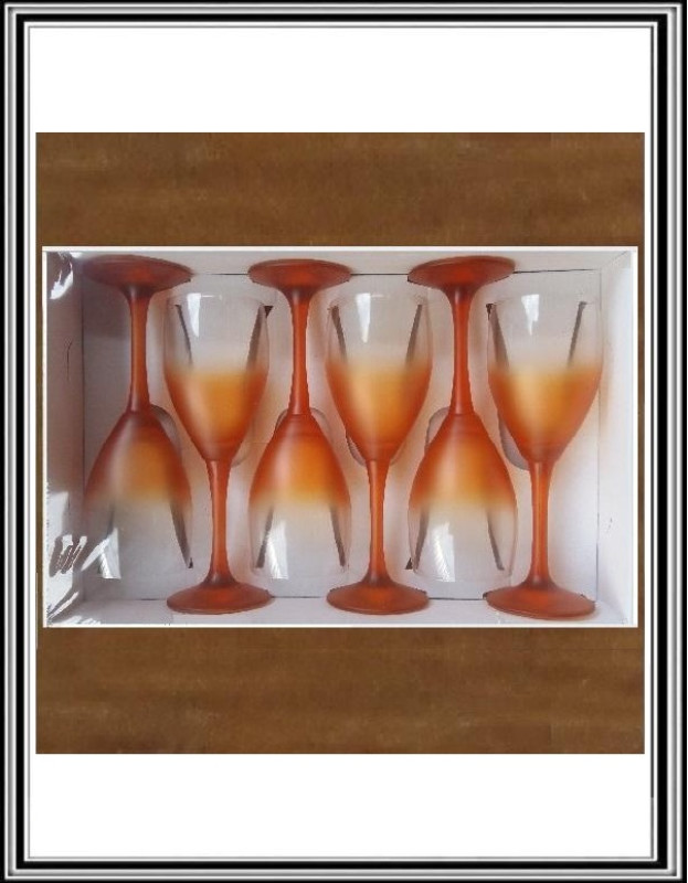 Sklenené poháre na víno 19 cm - Sadá 6 ks 250 ml oranžových